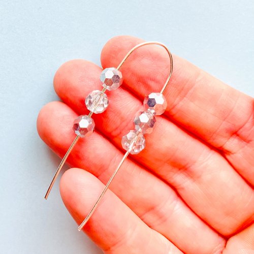 Margot Potter's Modern Mobile Earrings - , Contemporary Wire Jewelry, Beads, thread 3 beads on each wire